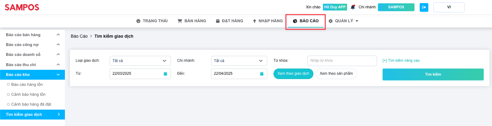 Hướng dẫn Xem báo cáo Kho - Phần mềm quản lý bán hàng S3